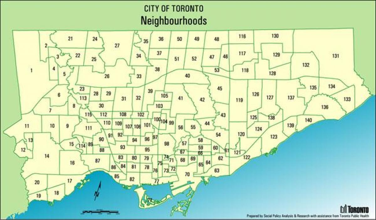 Mapa de los barrios de Toronto